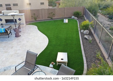 Outdoor Living In Arizona With Pool, Spa And Corn Hole Game.