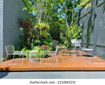 Outdoor Lounge Chair Set In The Backyard Garden