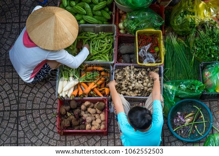 Outdoor markets in the streets of Saigon, Vietnam