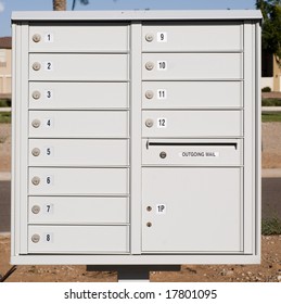 Outdoor Modern US Postal Mail Lock Box In Housing Community