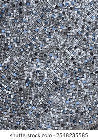Outdoor Mosaic Tile Pattern Background. Artistic Backdrop.