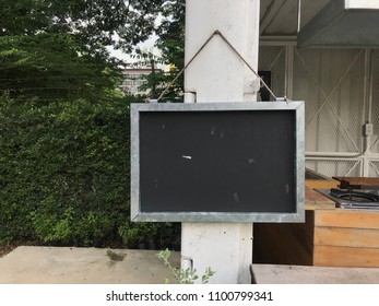 Outdoor Movie Screen And Cafe Sign Black Board Hanging Frame Isolated Rustic Decoration