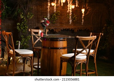 Outdoor Night Party Cafe Restaurant Tables And Chairs 