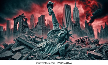 Armageddon New York City Statue Liberty AI-generated image 2486574311