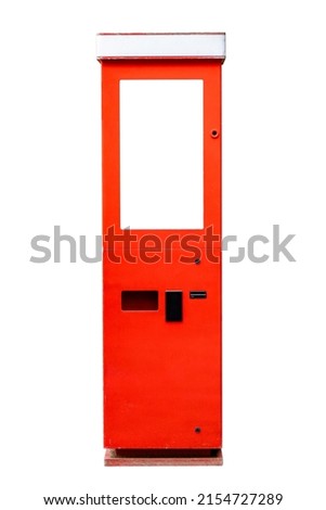 Outdoor photo booth for selfie shots with display and copy space isolated.