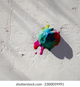 Outdoor photo of a colored blob on a white wall in real life - Shutterstock ID 2300059991