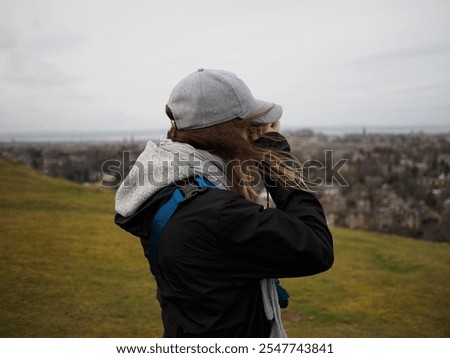 Similar – Image, Stock Photo Outdoor photographer captures serene lakeside moments
