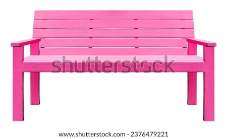 Outdoor pink wooden chair isolated on white background with clipping path