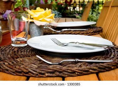 Outdoor Place Setting For A Sunday Afternoon BBQ