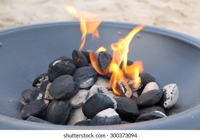 Outdoor Portable Fire Pit With Burning Coal