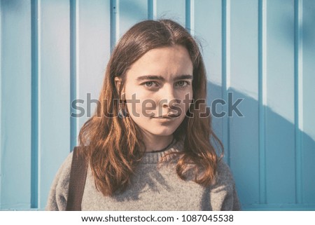 Similar – Portrait Woman Wall White