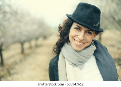 Outdoor Portrait Of 40 Years Old Woman