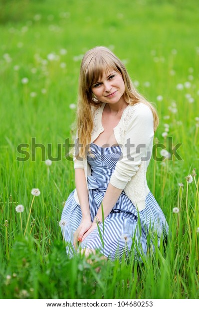 Outdoor Portrait Beautiful Young Blond Woman Stock Photo 104680253 ...