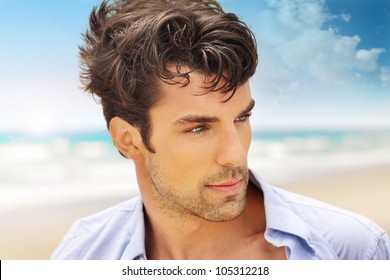 Outdoor Portrait Of A Good Looking Young Man