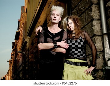 Outdoor Portrait Of A Goth Punk Couple