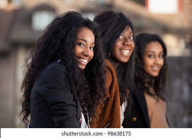 Outdoor Portrait  of happy youngs african american teenage girl