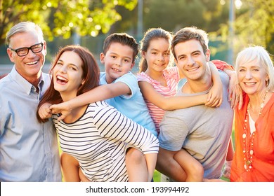 Outdoor Portrait Of Multi-Generation Family In Park
