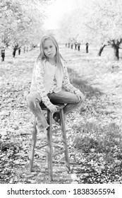 Outdoor Portrait Of A Serious 10 Year Old Girl