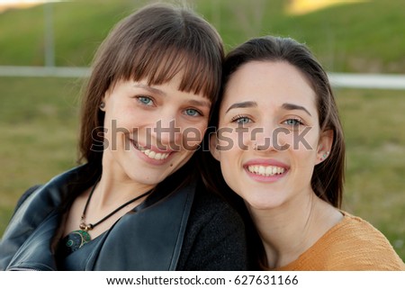 Similar – Nice sisters with blue eyes