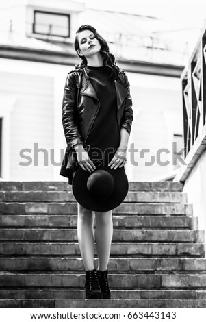 Similar – Young girl posing outdoor