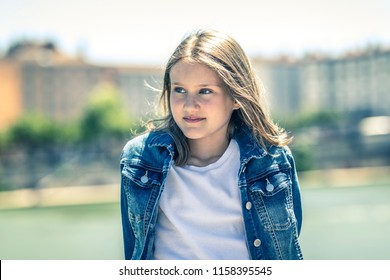 Outdoor Portrait Of Young Girl 10-11 Year Old