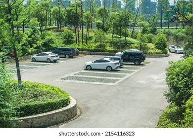 Outdoor public parking lot in the park