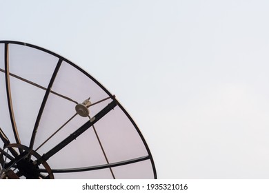 Outdoor Sattelite Dish Isolated On Sky Background.