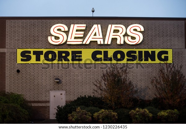 Outdoor signage of Sears store closing in\
Chattanooga, Tennessee, USA 11.12.18\
