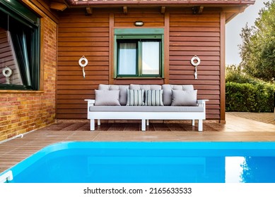 Outdoor Sofa On Swimming Pool Terrace Stock Photo 2165633533 | Shutterstock