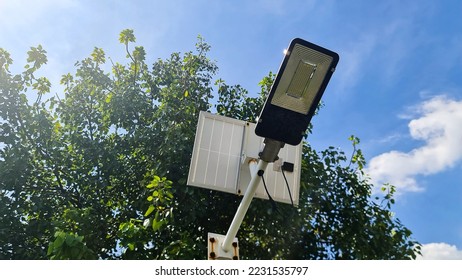 The outdoor solar cell with sky - Shutterstock ID 2231535797