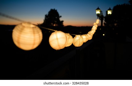 Outdoor String Lights At Night Time