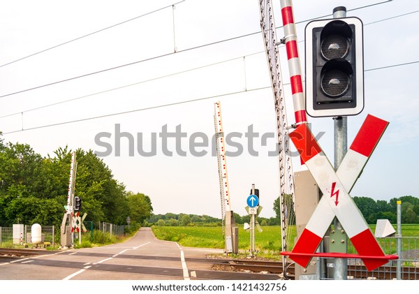 Outdoor Sunny Street View Level Crossing Stock Photo Edit Now