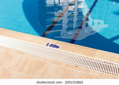 Outdoor Swimming Pool. Depth Of One Meter Forty