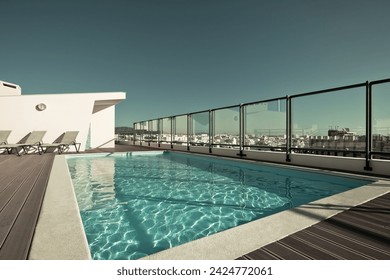 Outdoor swimming pool at the House roof - Powered by Shutterstock