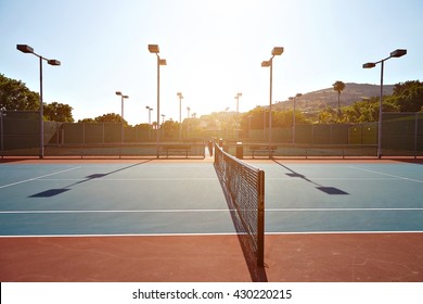 Outdoor Tennis Court With Nobody In Malibu