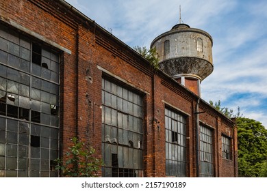 Outdoor view to square and old construction on old boiler building