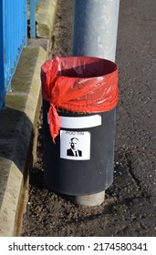 Outdoor Waste Bin With Red Plastic Liner And Sticker 'Poo Tin' 