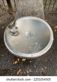 Outdoor Water Fountain Filled With Water In Majors Hill Park Downtown Ottawa Ontario Canada.