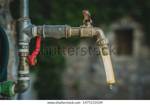 Outdoor Water Tap Faucet Red Valve Stock Photo Edit Now 1475133104