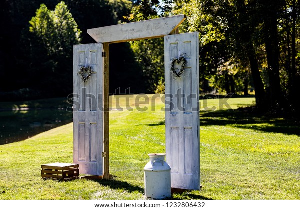 Outdoor Wedding Arbor Prepared Rustic Wedding Stock Photo Edit