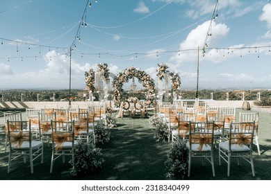 outdoor wedding decoration with sky view