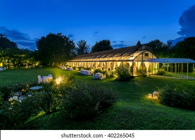 Outdoor Wedding Reception Night In Tent