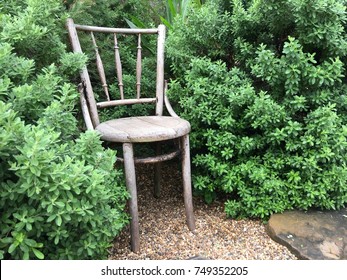 Outdoor Wooden Chair In The Garden 