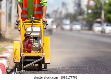 Outdoor Working Worker Using Machine Cut Stock Photo 1095177791 ...