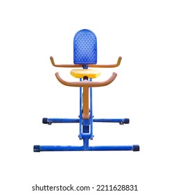 Outdoor Workout Equipment Yellow And Blue Color Isolated On White Background, Clipping Path	