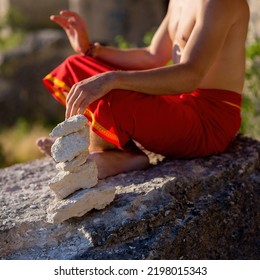 Outdoor Yogi Man Practicing Sport