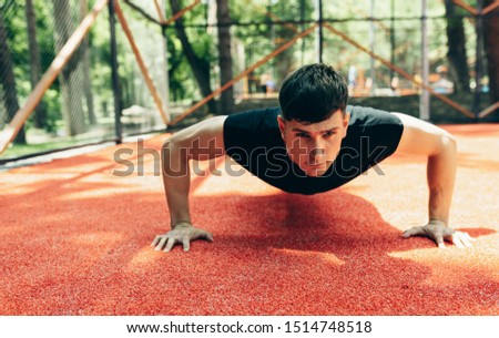 Similar – Image, Stock Photo Push ups Diet Lifestyle