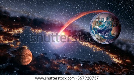 Outer space planet Earth Mars launch astrology solar system galaxy universe. Elements of this image furnished by NASA.