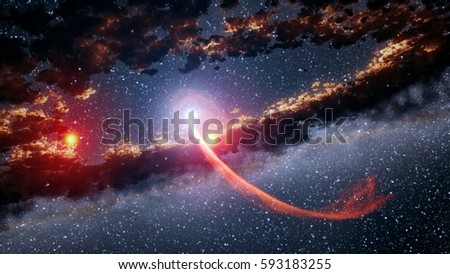 Outer space shooting star comet asteroid meteor planet astrology solar system galaxy universe. Elements of this image furnished by NASA.