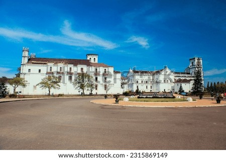 Outer View to the White Building on Archaeological Museum and Portrait Gallery in Goa state, India